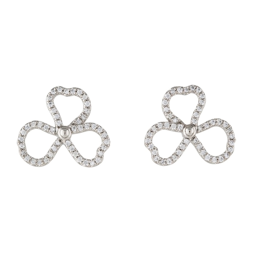 Tiffany & Co Paper Flowers Platinum Diamond Open Flower Earrings